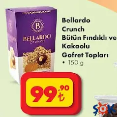 BELLARDO CRUCH BÜTÜN FINDIKLI VE KAKAOLU GOFRET TOPLARI 150 G fiyat ve kampanya bilgisi